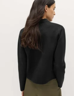 Air-Yarn Pocket Detail Knitted Jacket