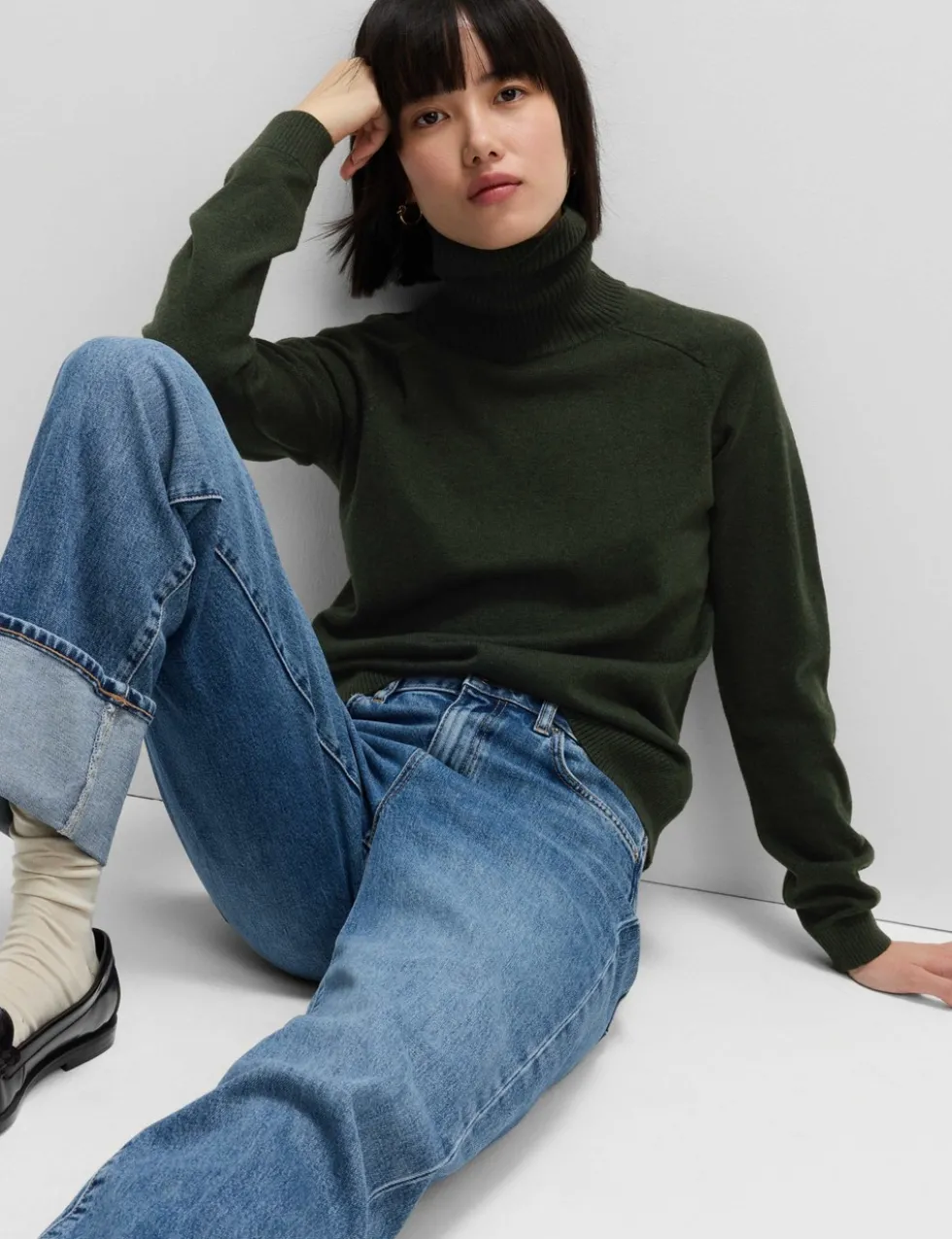 Air-Yarn Roll Neck Jumper
