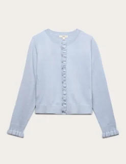 Air-Yarn Ruffle Slim Fit Cardigan