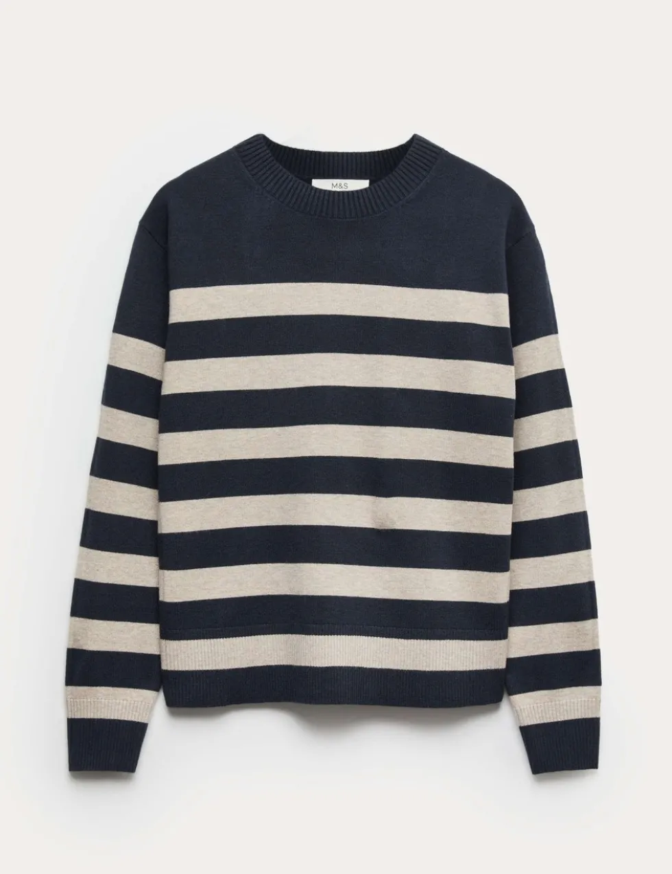 Air-Yarn Striped Crew Jumper