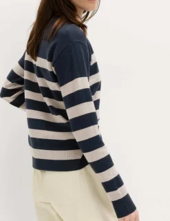 Air-Yarn Striped Crew Jumper
