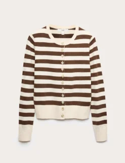Air-Yarn Striped Cropped Cardigan