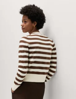 Air-Yarn Striped Cropped Cardigan