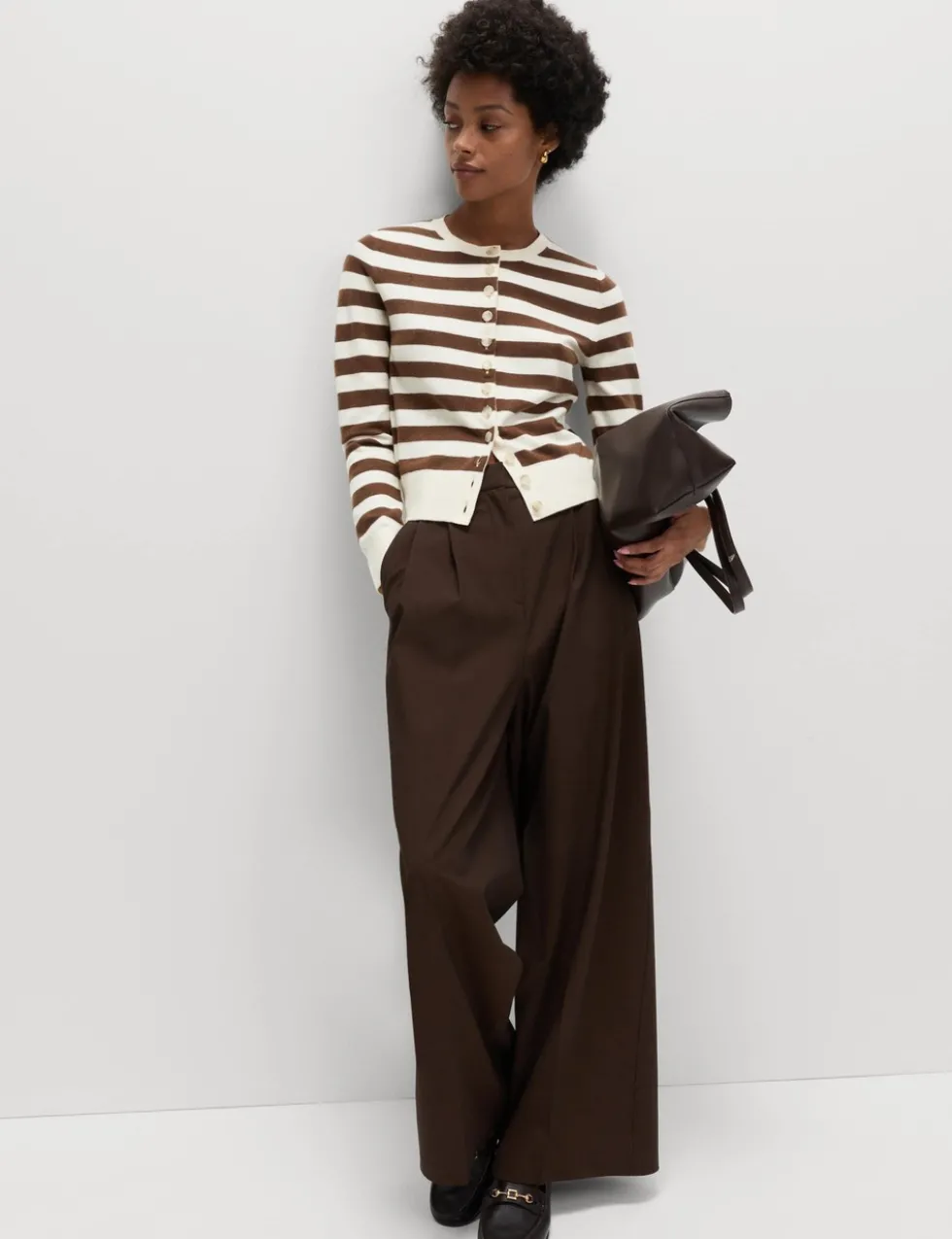 Air-Yarn Striped Cropped Cardigan