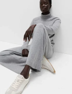 Air-Yarn Wide Leg Knitted Trousers