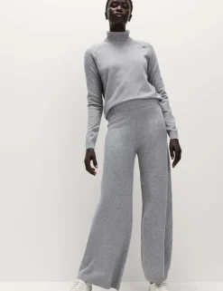 Air-Yarn Wide Leg Knitted Trousers
