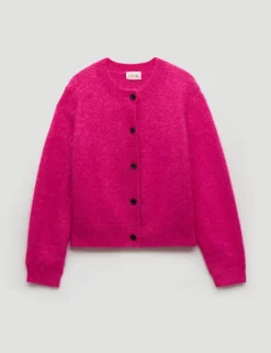 Alpaca Blend Crew Neck Cardigan