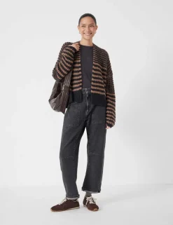 Alpaca Blend Striped Cardigan