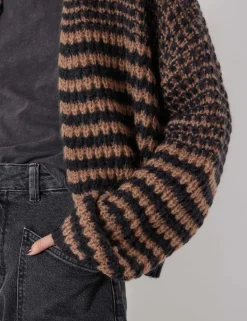 Alpaca Blend Striped Cardigan