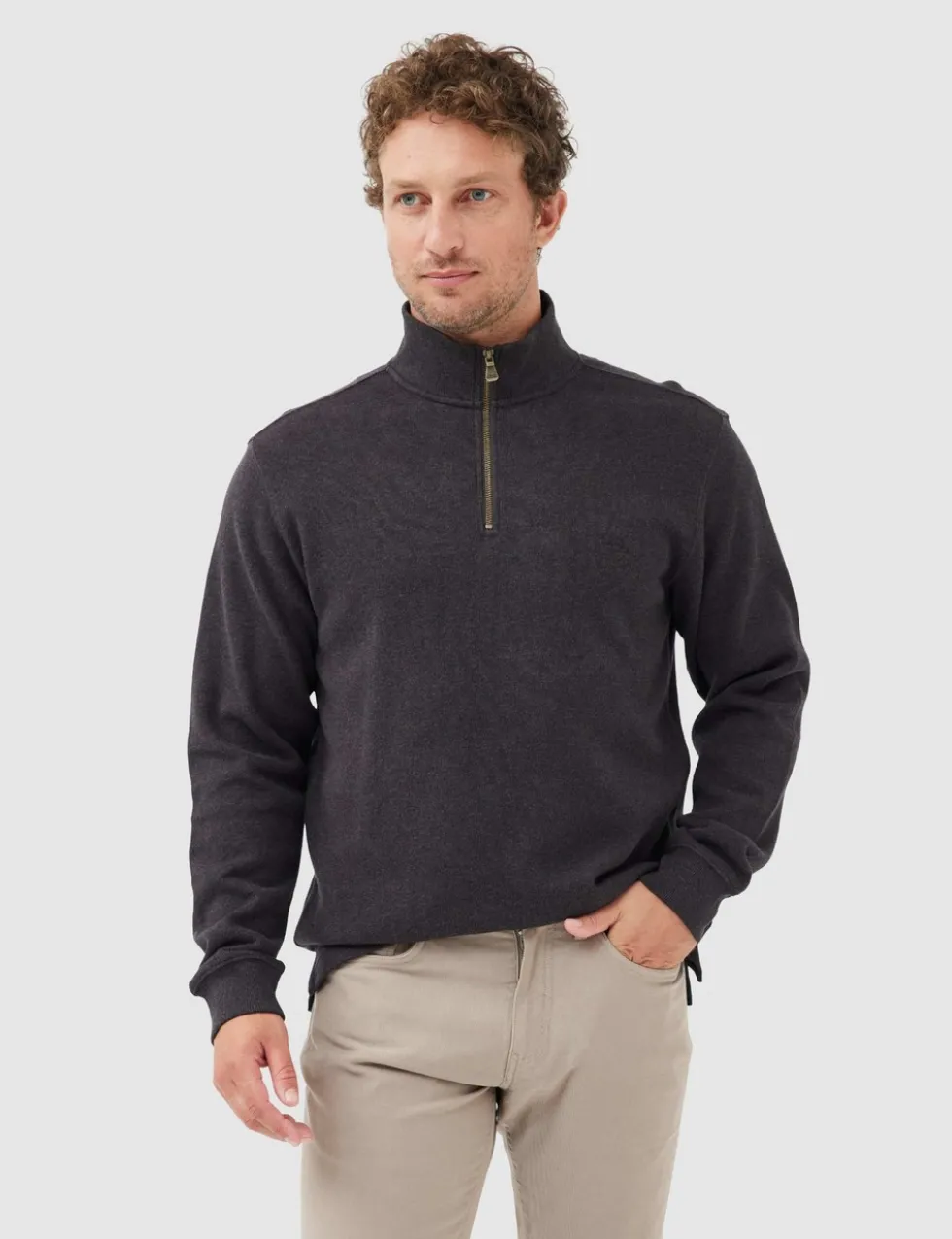 Alton Ave Pure Cotton Half Zip Sweatshirt