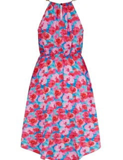 Amber Gold Chain High Neck Woven Beach Dress