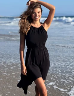 Amber Gold Chain High Neck Beach Dress