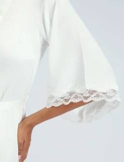 Amelia Satin Lace Trim Robe