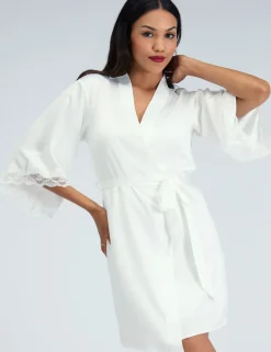 Amelia Satin Lace Trim Robe
