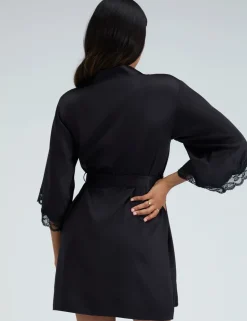 Amelia Satin Lace Trim Robe