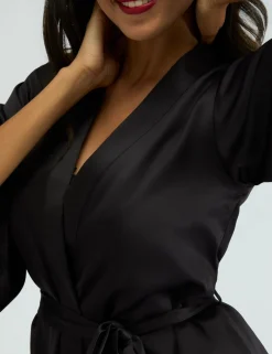 Amelia Satin Lace Trim Robe