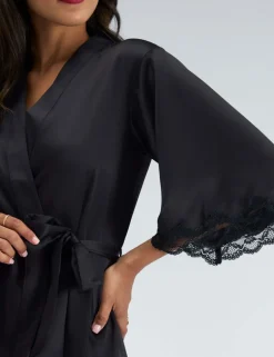 Amelia Satin Lace Trim Robe