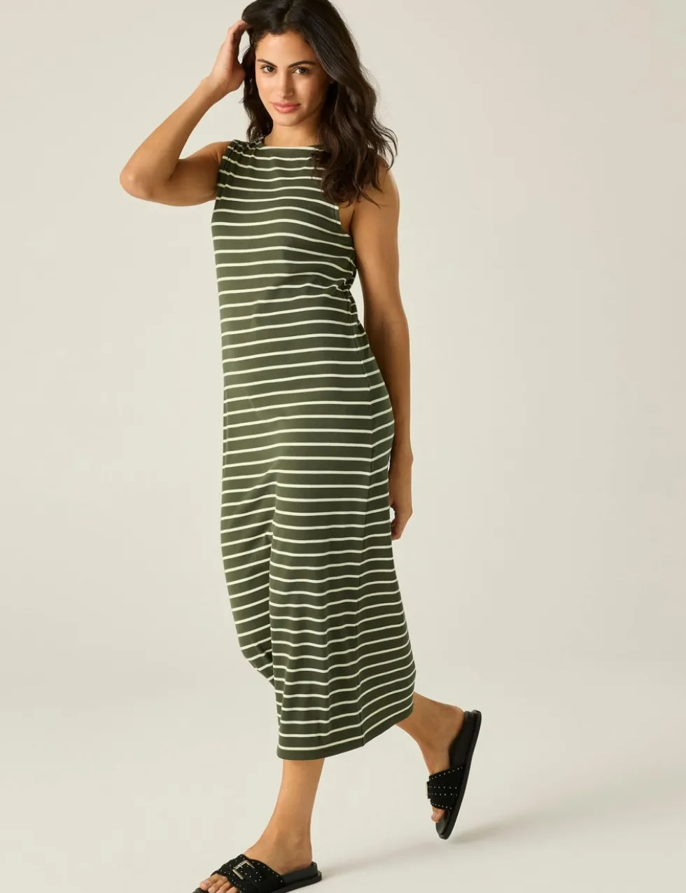 Amorie Cotton Rich Striped Midi Dress