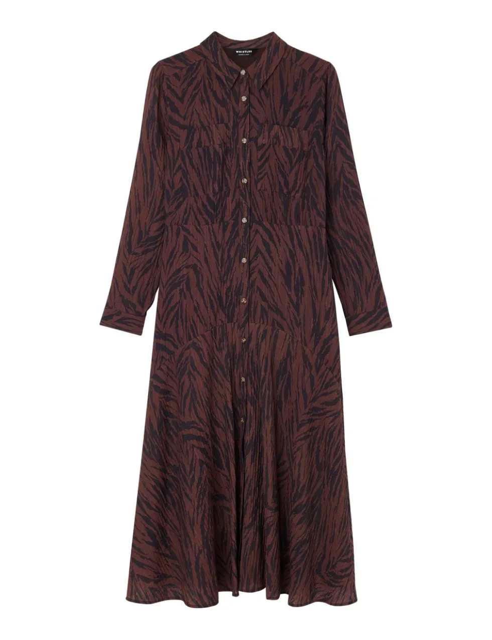 Animal Print Button Through Midi Shirt Dress