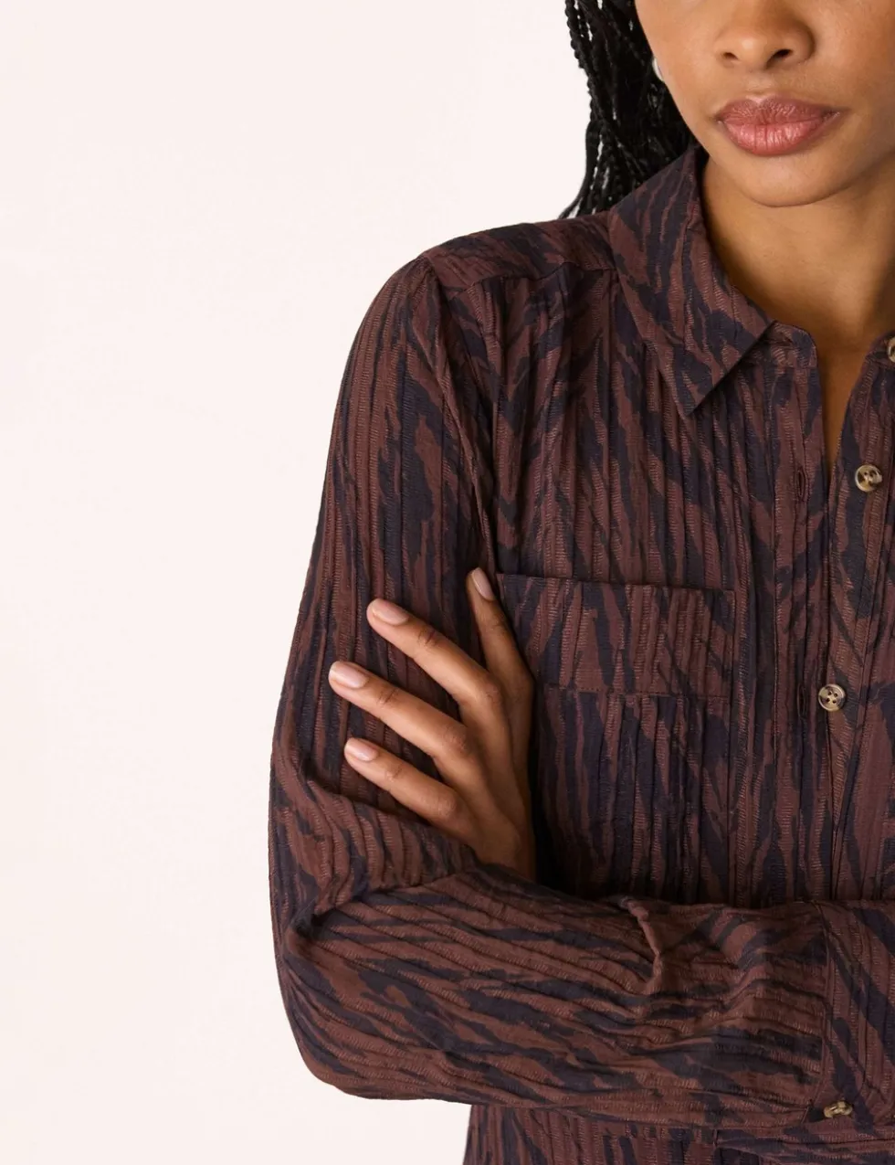 Animal Print Button Through Midi Shirt Dress