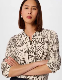 Animal Print Collared Button Through Shirt