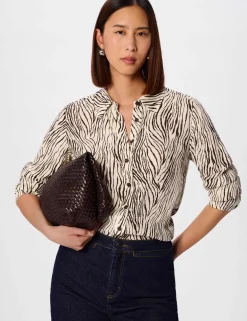 Animal Print Collared Button Through Shirt