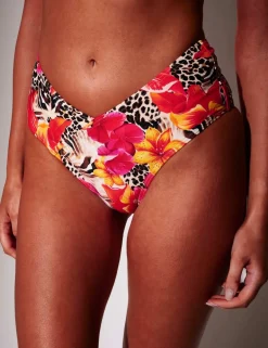 Animal Print Floral High Leg Bikini Bottoms