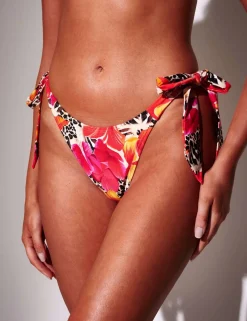 Animal Print Floral High Leg Bikini Bottoms
