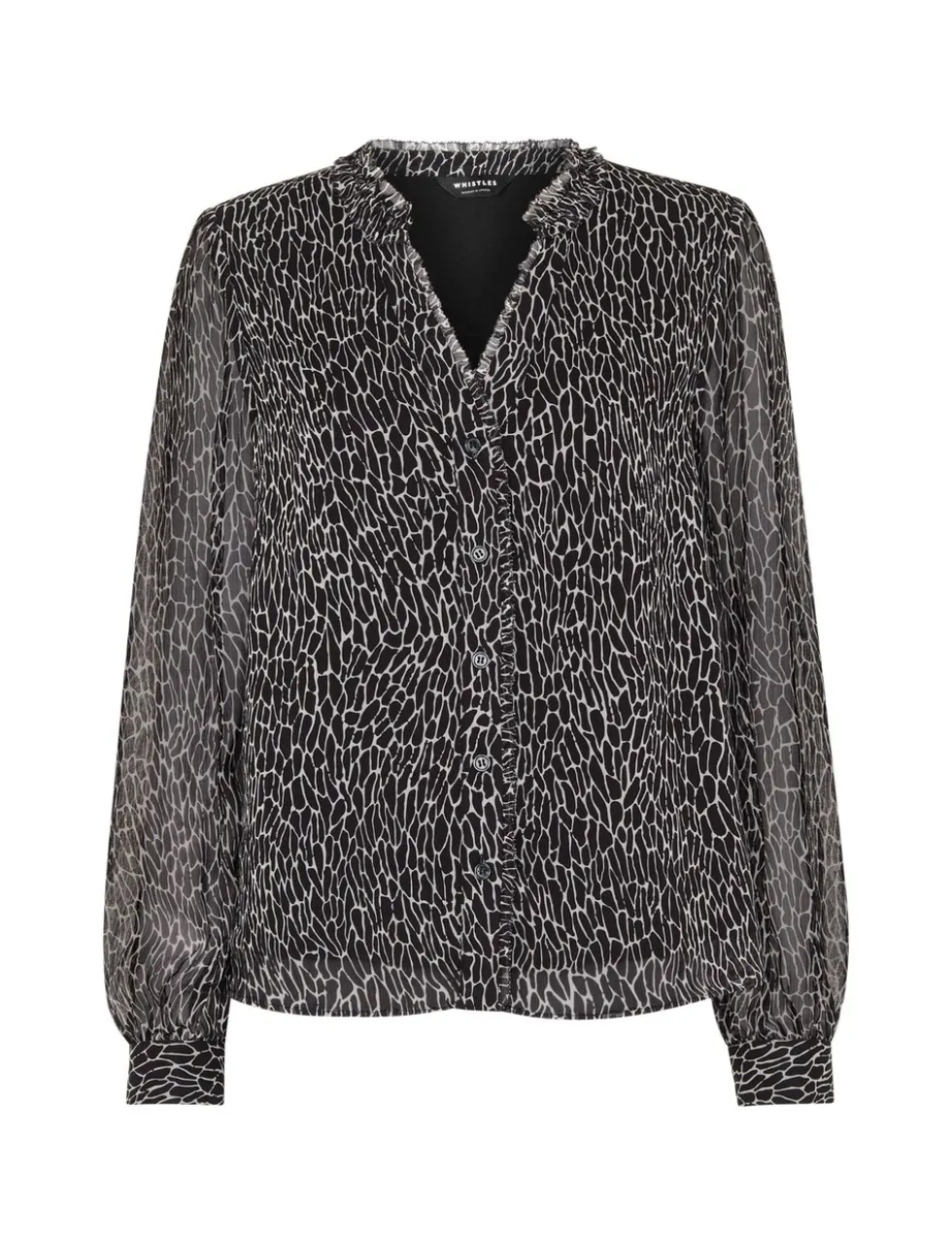 Animal Print Frill Detail Blouse