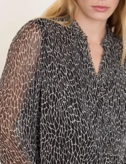 Animal Print Frill Detail Blouse