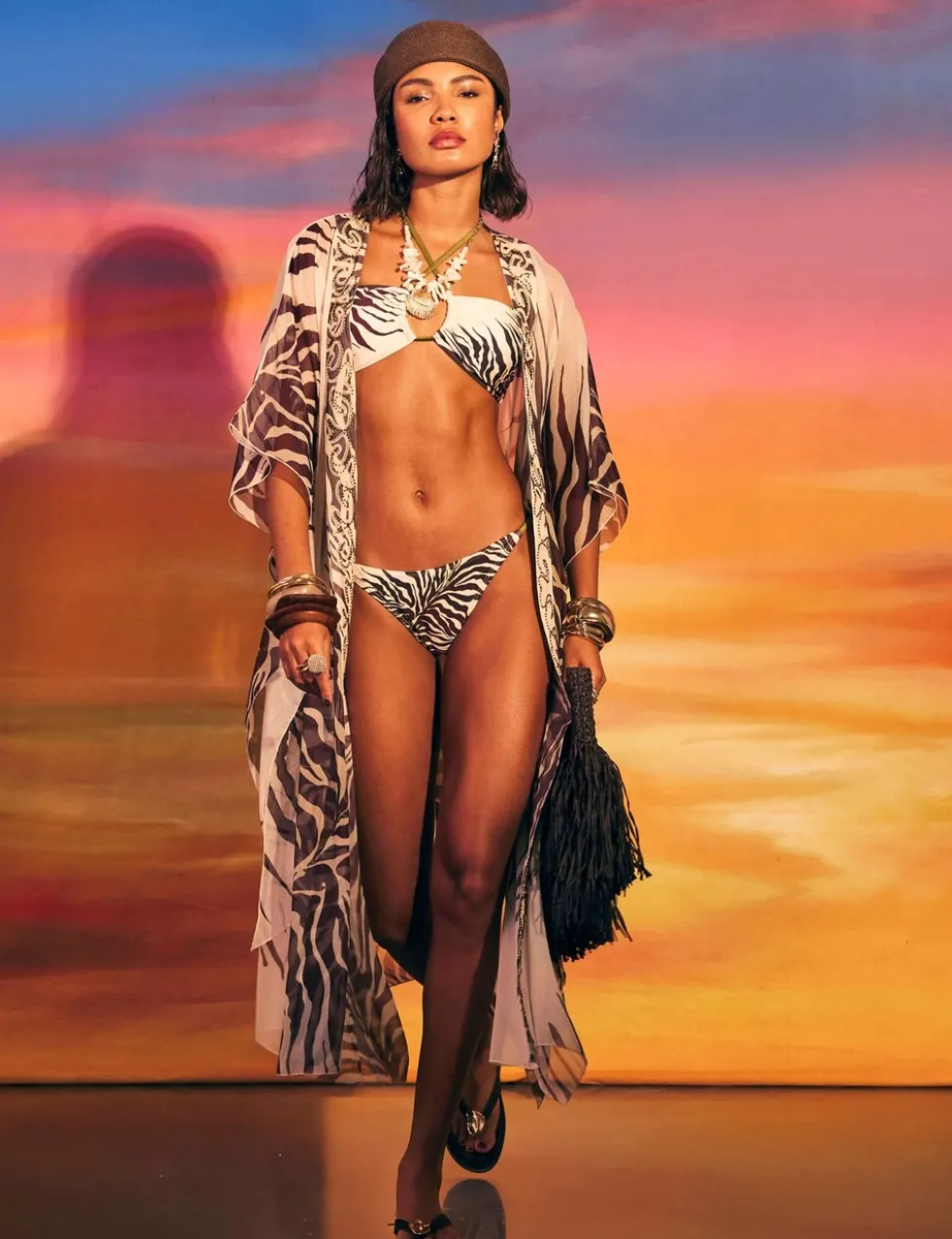 Animal Print Kaftan Beach Dress