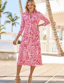 Animal Print Midi Shirt Dress