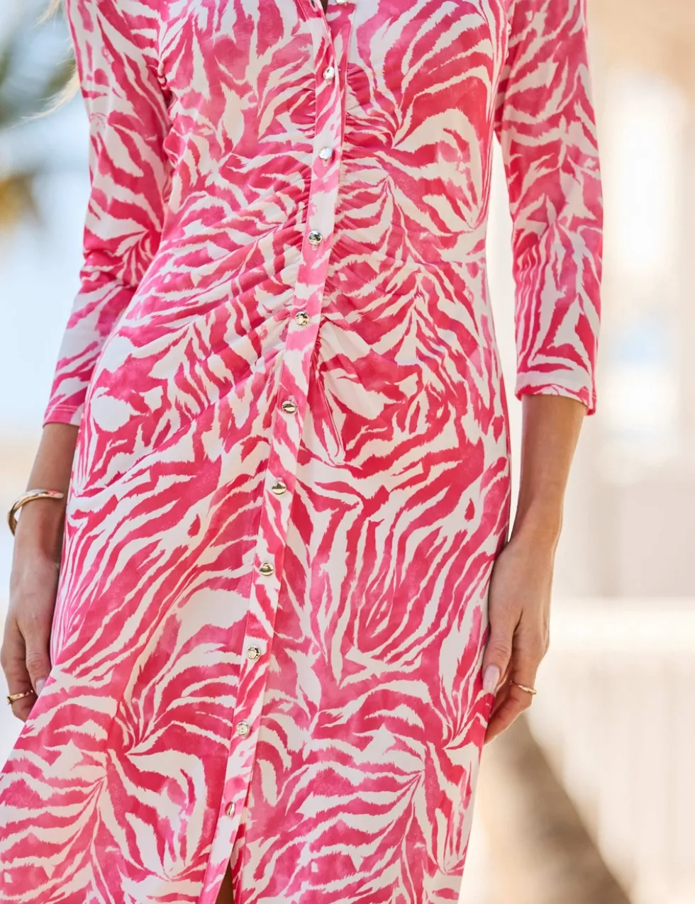 Animal Print Midi Shirt Dress