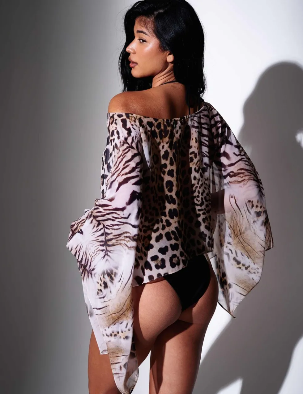 Animal Print Poncho Beach Cover Up