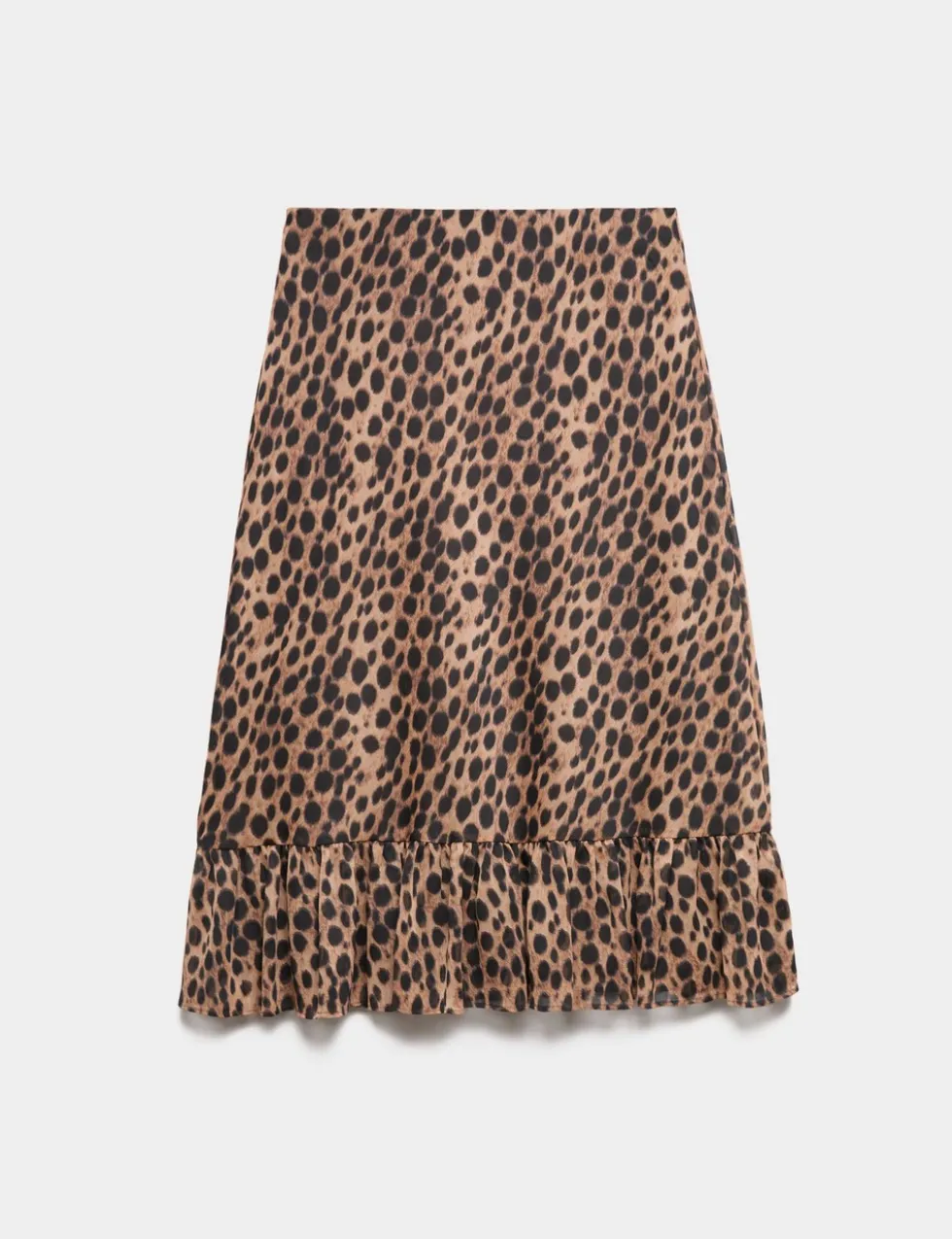 Animal Print Ruffle Hem Midi Tiered Skirt