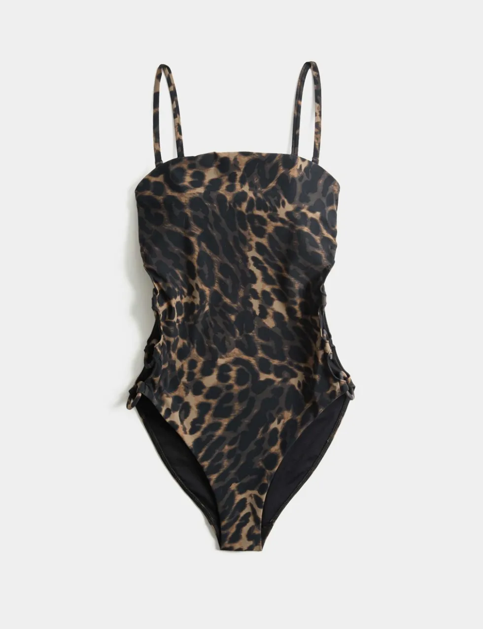 Animal Print Side Detail Bandeau Swimsuit