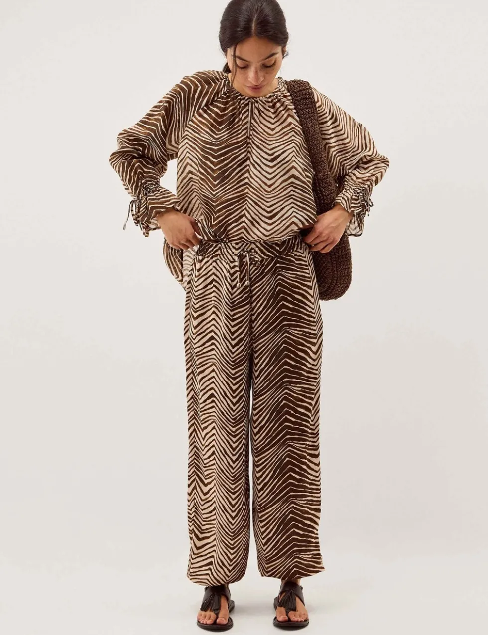 Animal Print Straight Leg Trousers