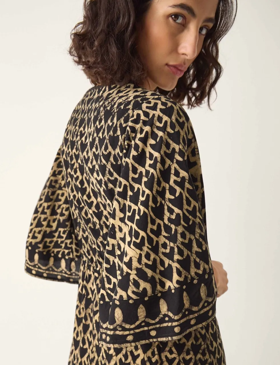Animal Print V-Neck Midi Kaftan Dress