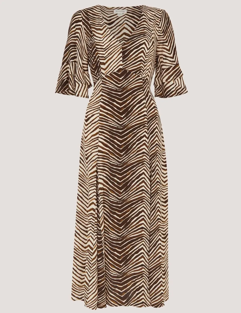 Animal Print V-Neck Midi Tea Dress