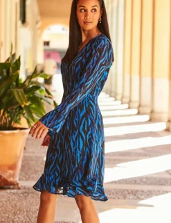 Animal Print V-Neck Mini Wrap Dress