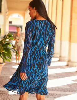 Animal Print V-Neck Mini Wrap Dress