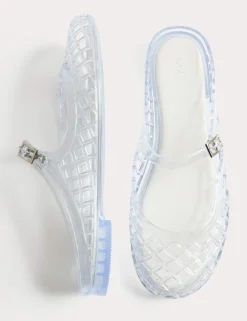 Ankle Strap Flat Jelly Mule Sandals