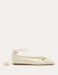 Ankle Tie Up Bead Detail Flat Ballet Pumps