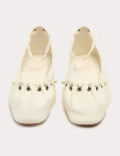 Ankle Tie Up Bead Detail Flat Ballet Pumps