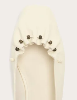 Ankle Tie Up Bead Detail Flat Ballet Pumps