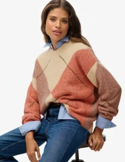 Argyle V-Neck Oversized Jumper