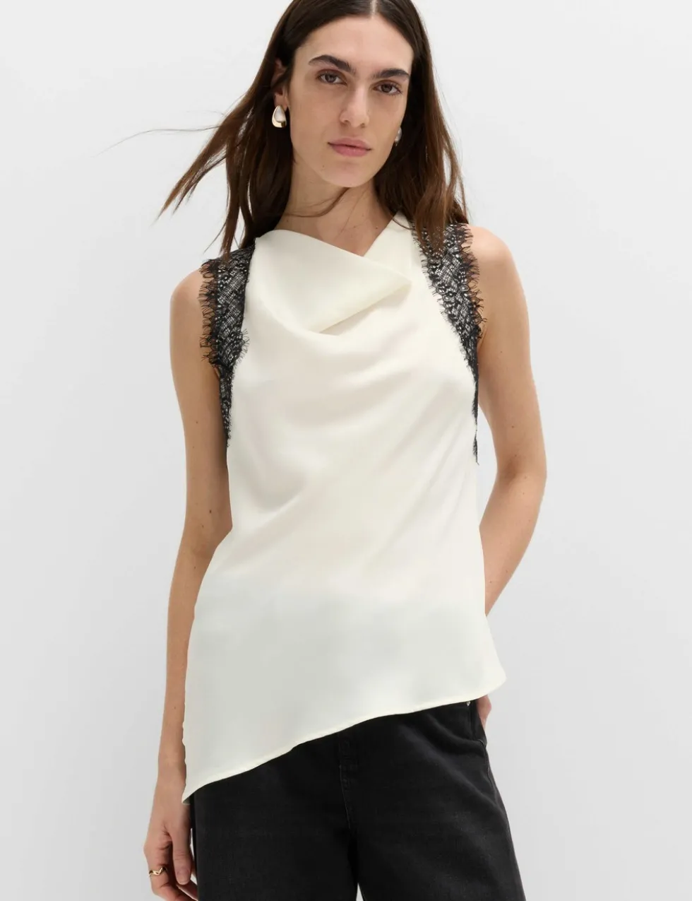 Asymmetric Lace Detail Top