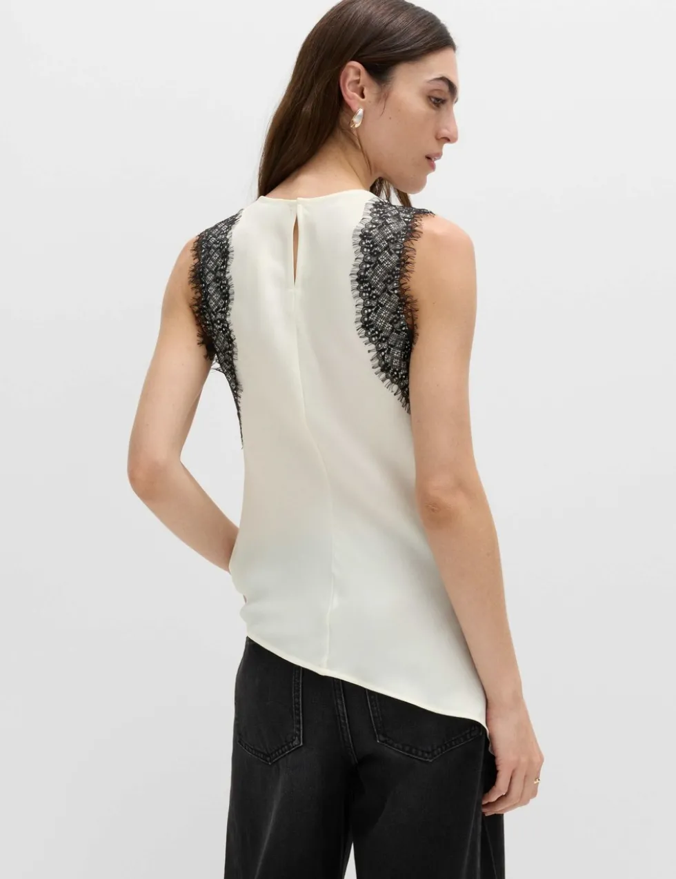 Asymmetric Lace Detail Top