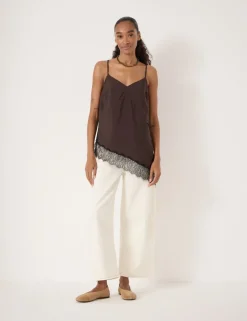 Asymmetric Lace Trim Cami Top