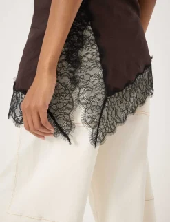 Asymmetric Lace Trim Cami Top